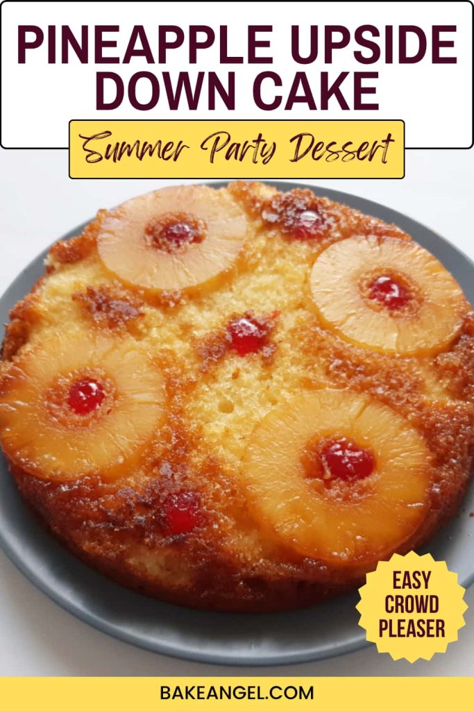 A baked dairy free pineapple upside down cake.