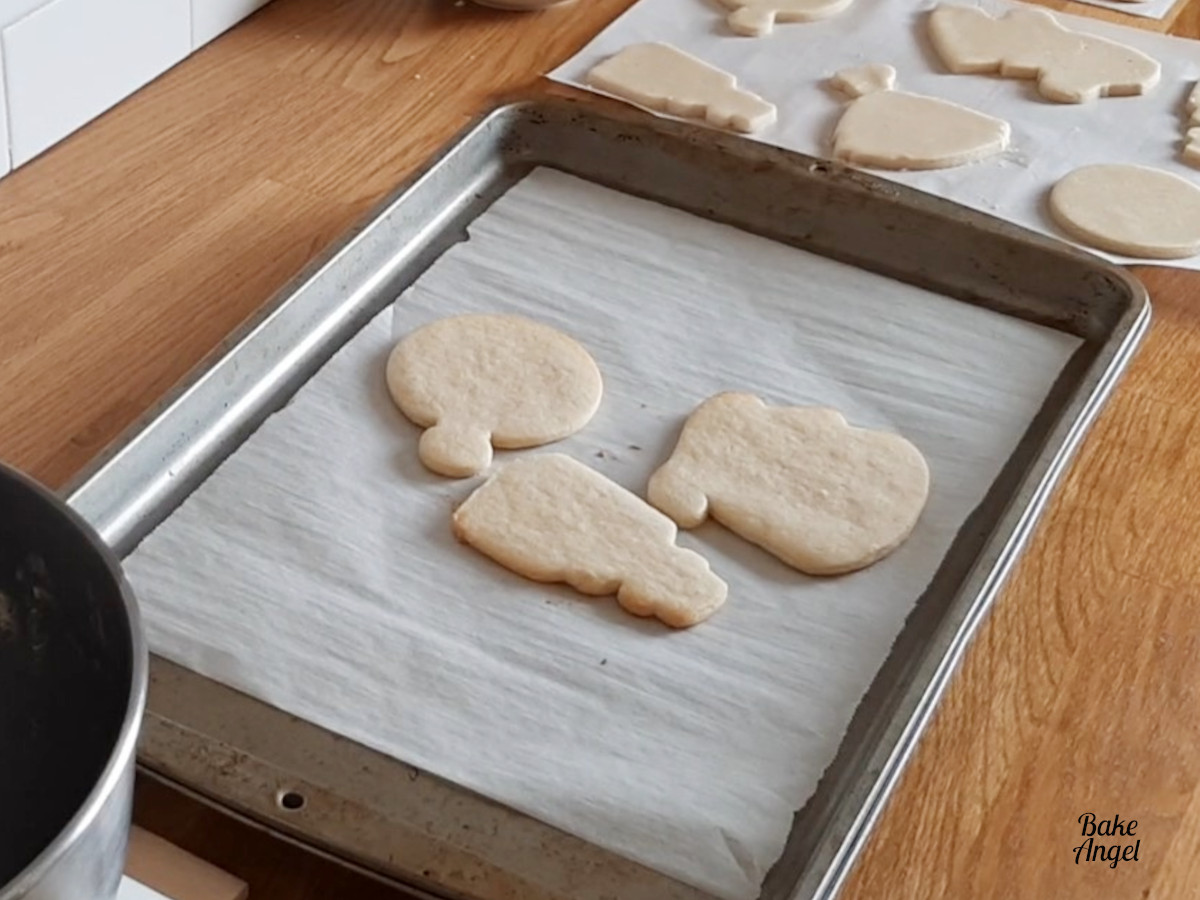 Baked cookie shapes showing that they have retained their shape. 