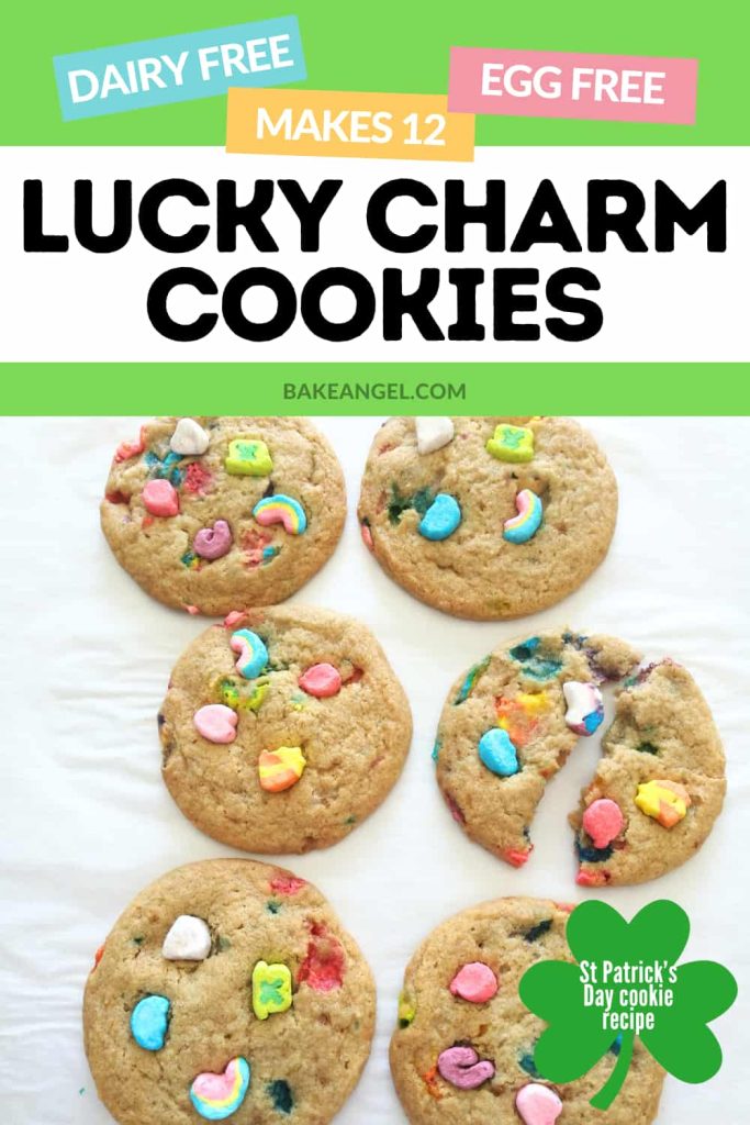 Dairy Free Egg Free Lucky Charm Cookies for St Patrick's Day, on parchment paper.