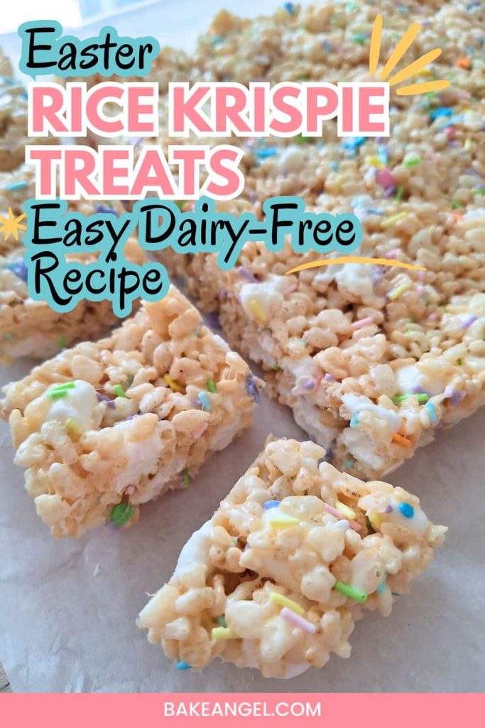 Easy Dairy-Free Easter Rice Krispie Treats on parchment paper.