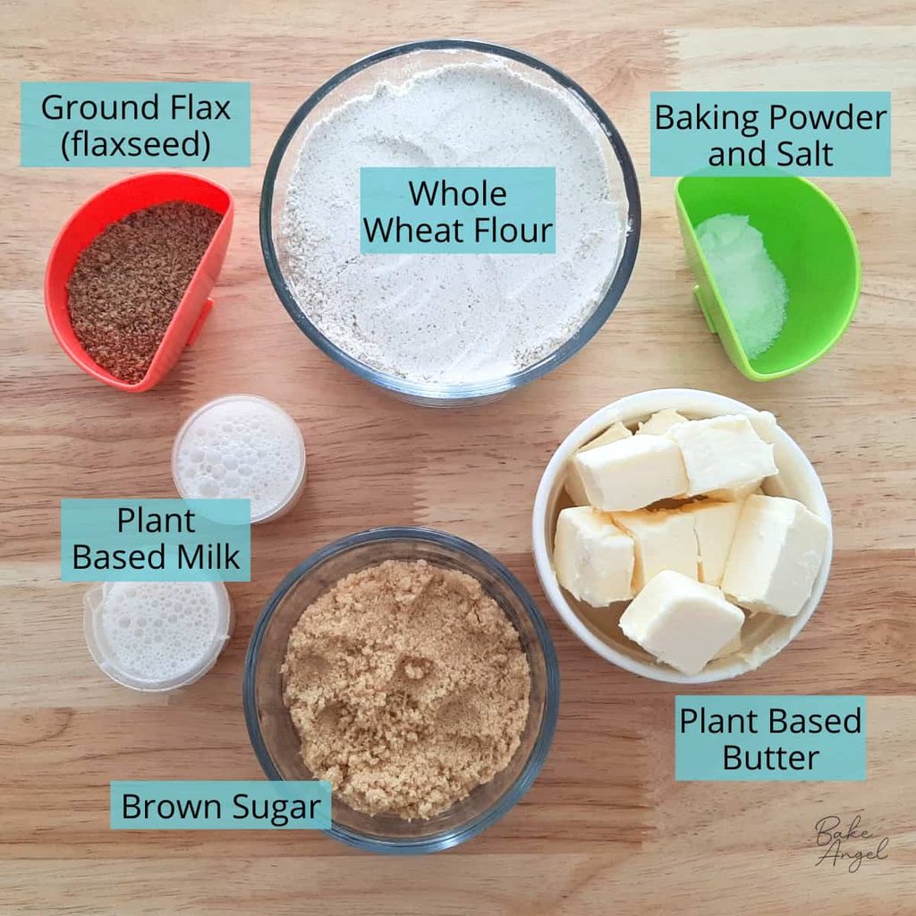 Ingredients measured out for homemade digestive biscuits