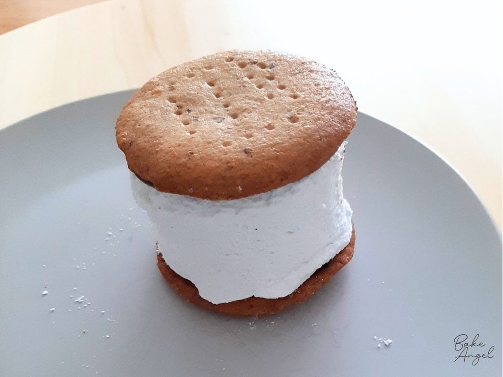 A homemade s'more before the marshmallow is toasted.